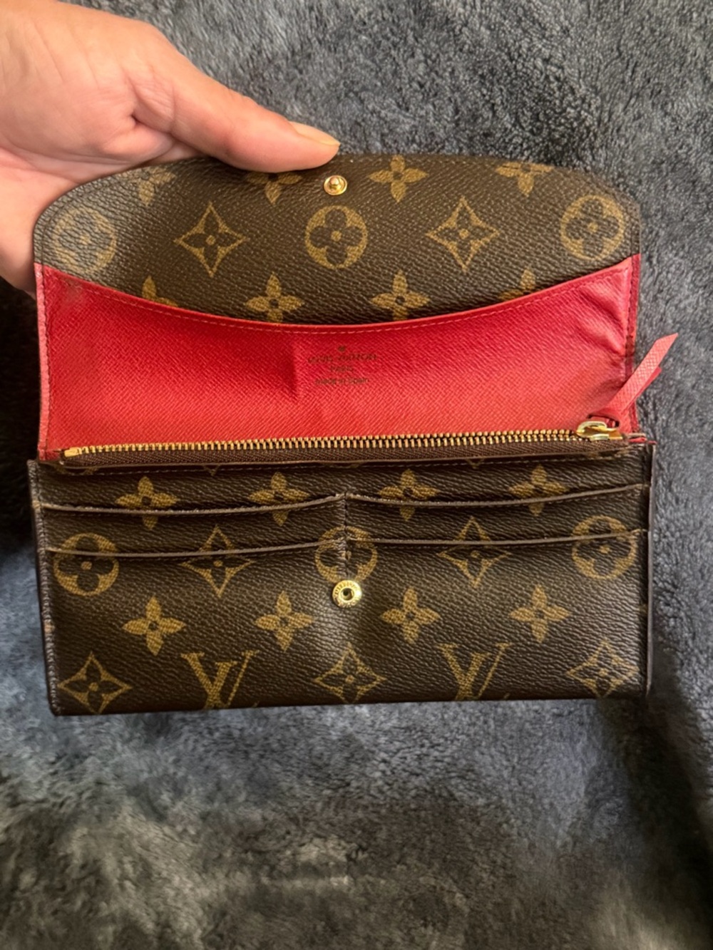 Louis Vuitton Monogram Continental Wallet with Red Interior